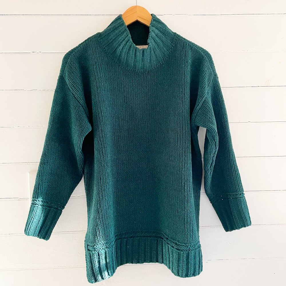 Loft Outlet Emerald Green Chenille Mockneck Sweater